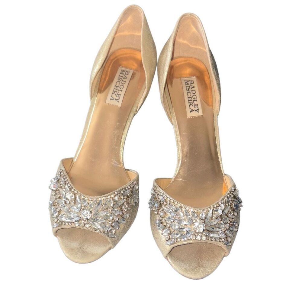 Badgley Mischka Crystal Peep Toe Heels